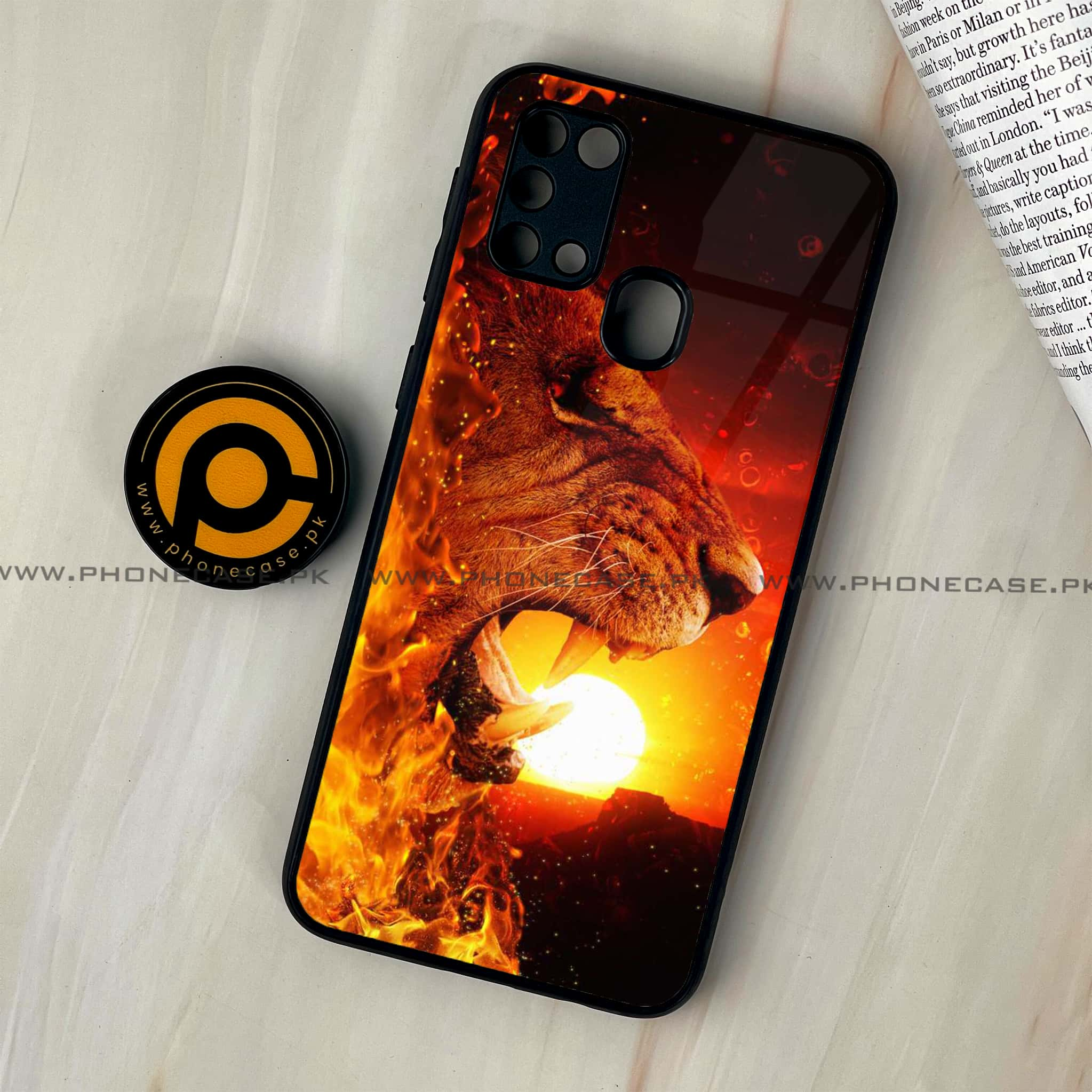 Galaxy M31 - Tiger Series - Premium Printed Glass soft Bumper shock Proof Case