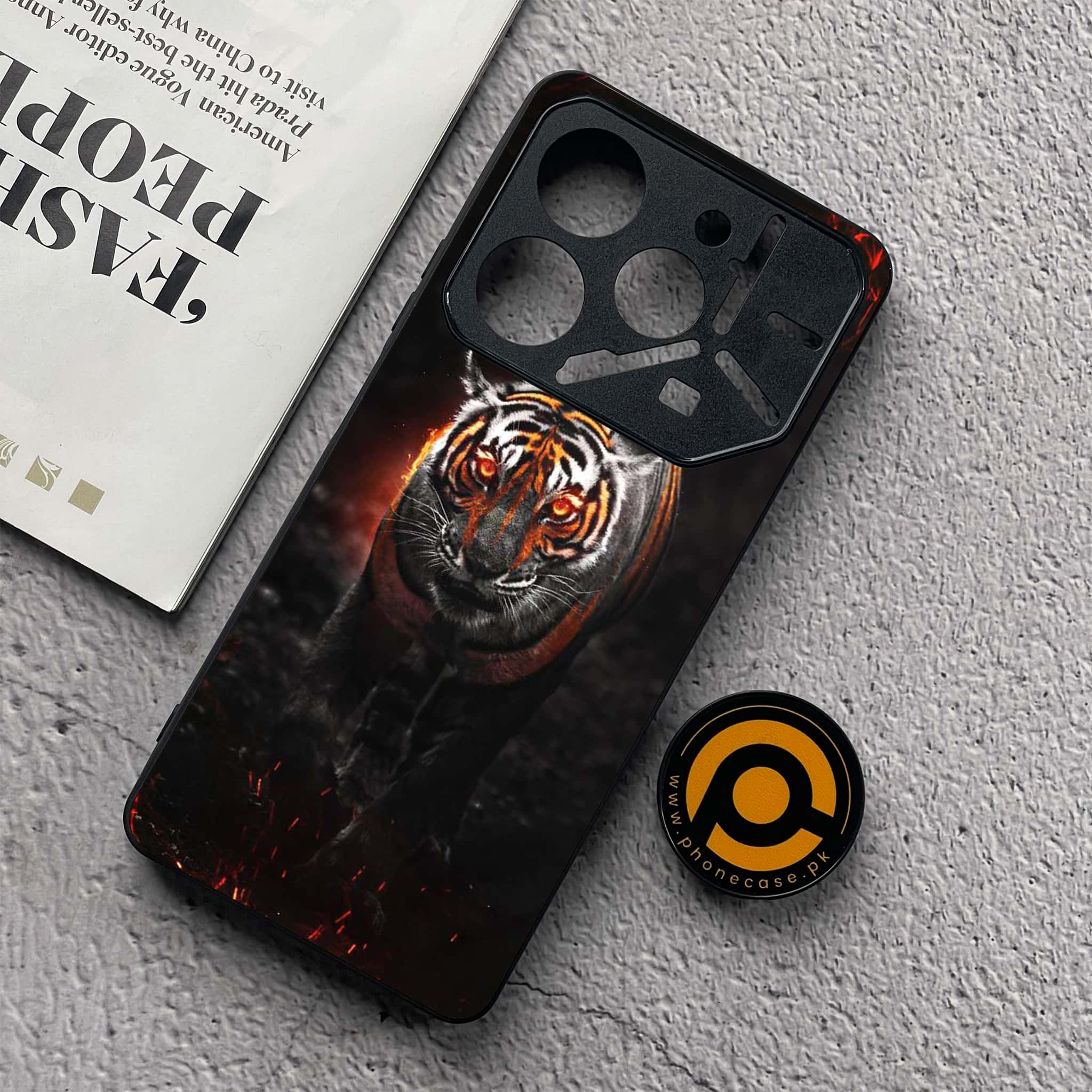 Tecno Pova 6 Neo - Tiger Series - Premium Metal  Printed soft Bumper shock Proof Case