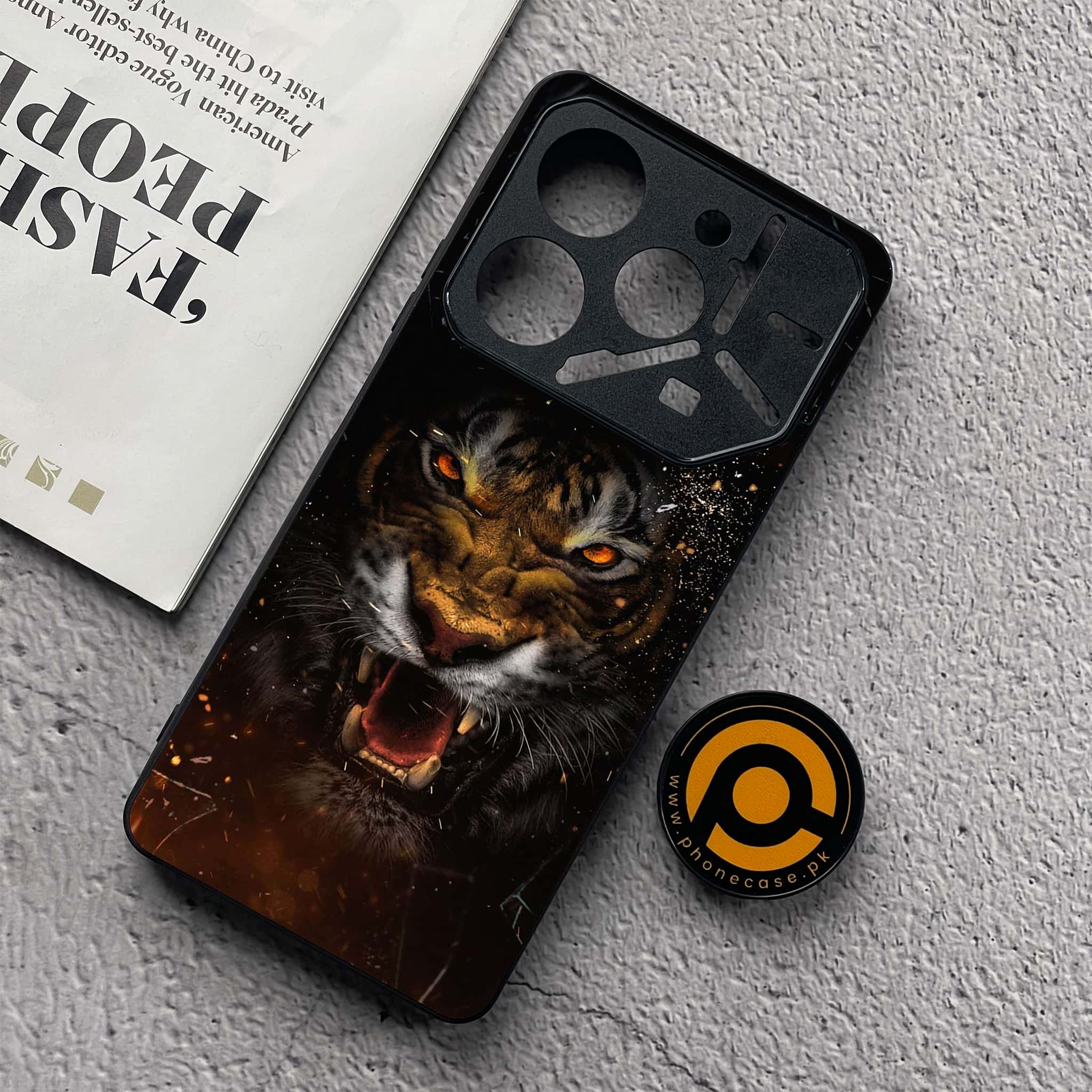 Tecno Pova 6 Neo - Tiger Series - Premium Metal  Printed soft Bumper shock Proof Case