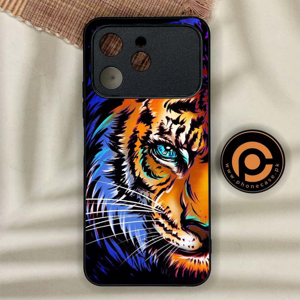 Tecno Spark 40 - Tiger Art - Premium Metal Printed soft Bumper shock Proof Case