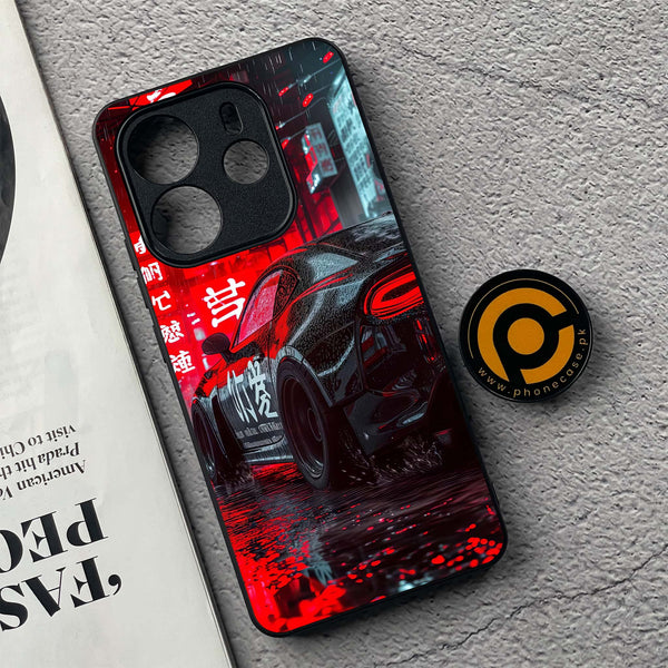 Xiaomi Redmi Note 14 - Tokyo Dark Night Racing Car - Premium Printed Glass soft Bumper Shock Proof Case