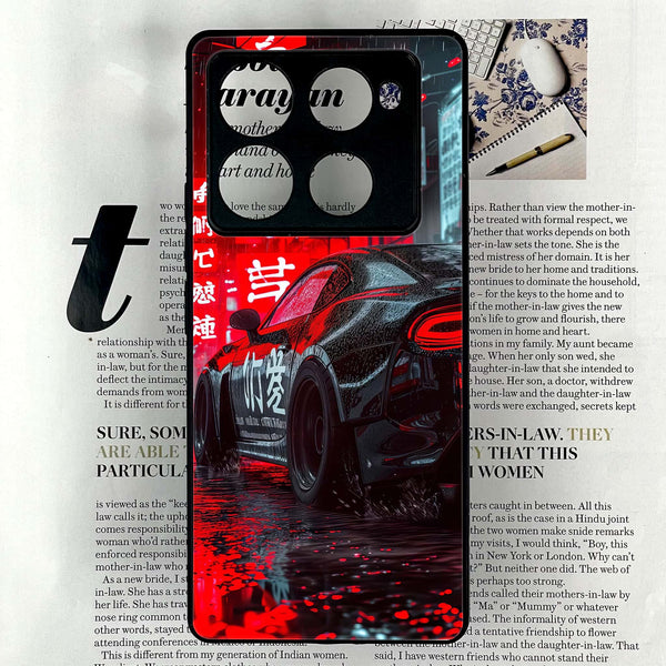 Infinix Note 40 Pro Plus - Tokyo Dark Night Racing Car - Premium Metal Printed soft Bumper shock Proof Case