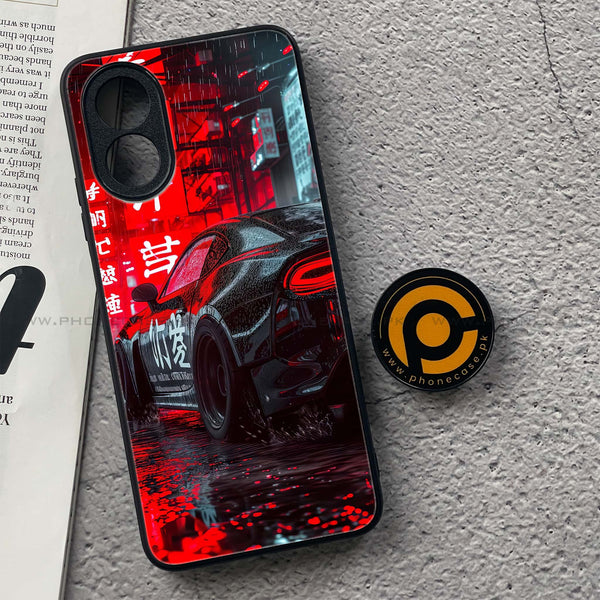 Oppo A18 4G - Tokyo Dark Night Racing Car -  Premium Printed Metal soft Bumper shock Proof Case