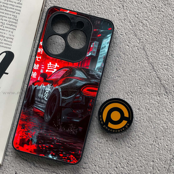 Tecno Spark GO 2024 / Infinix hot 40i / Infinix Smart 8 / Tecno Spark GO 2024 / Infinix hot 40i / Infinix Smart 8 / Spark 20 / 20c / POP 8 / 20c / POP 8- Tokyo Dark Night Racing Car - Premium Metal Printed soft Bumper shock Proof Case  CS-35291