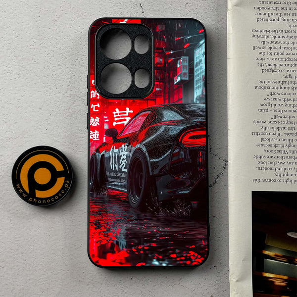 Oppo Reno 13 Pro - Tokyo Dark Night Racing Car - Premium Metal Printed Soft Bumper Shockproof Case