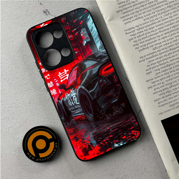 Oppo Reno 13 - Tokyo Dark Night Racing Car - Premium Metal Printed Soft Bumper Shockproof Case