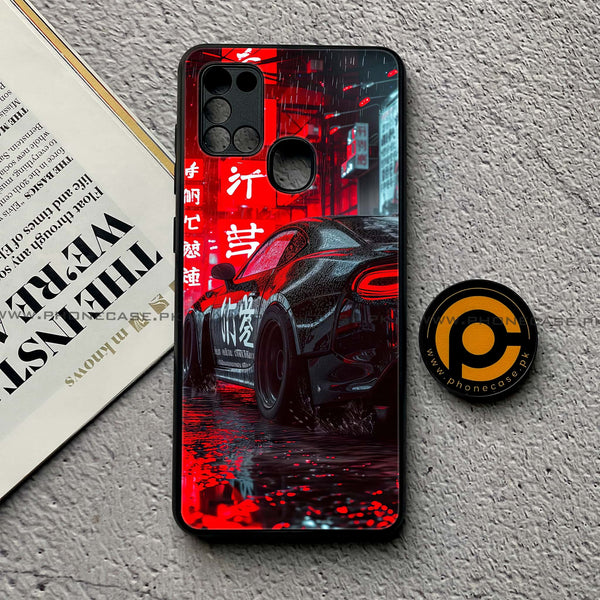Samsung Galaxy A21s - Tokyo Dark Night Racing Car - Premium Printed Glass soft Bumper Shock Proof Case