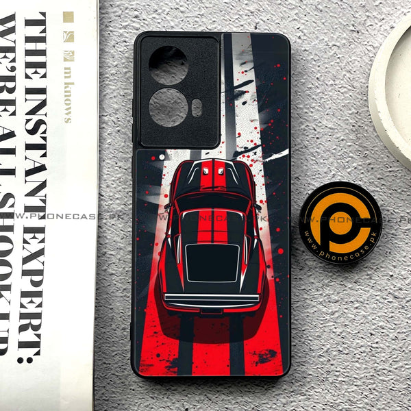 Moto G85 - Top-Down Track - Premium Printed Glass soft Bumper shock Proof Case