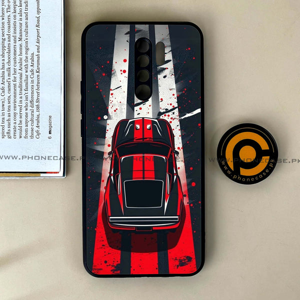 Xiaomi Redmi 9 - Top-Down Track - Premium Printed Glass soft Bumper Shock Proof Case