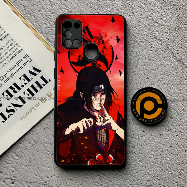 Samsung Galaxy A21s - Uchiha Itachi - Premium Printed Glass soft Bumper Shock Proof Case