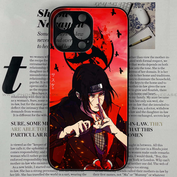 iPhone 15 Pro Max - Uchiha Itachi - Premium Printed Glass soft Bumper shock Proof Case