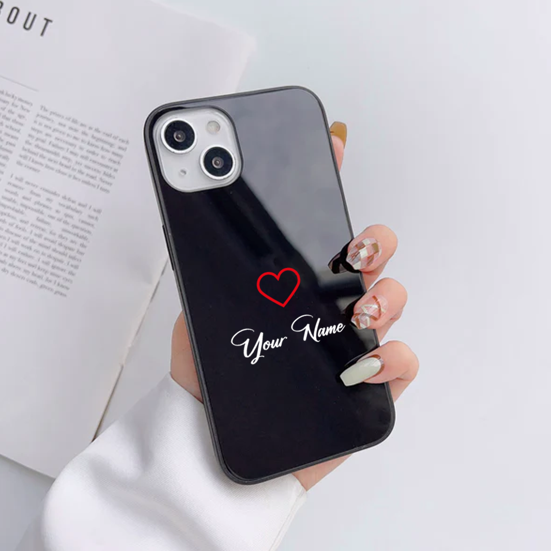 Own Name Cute Heart Metal Case For All Model