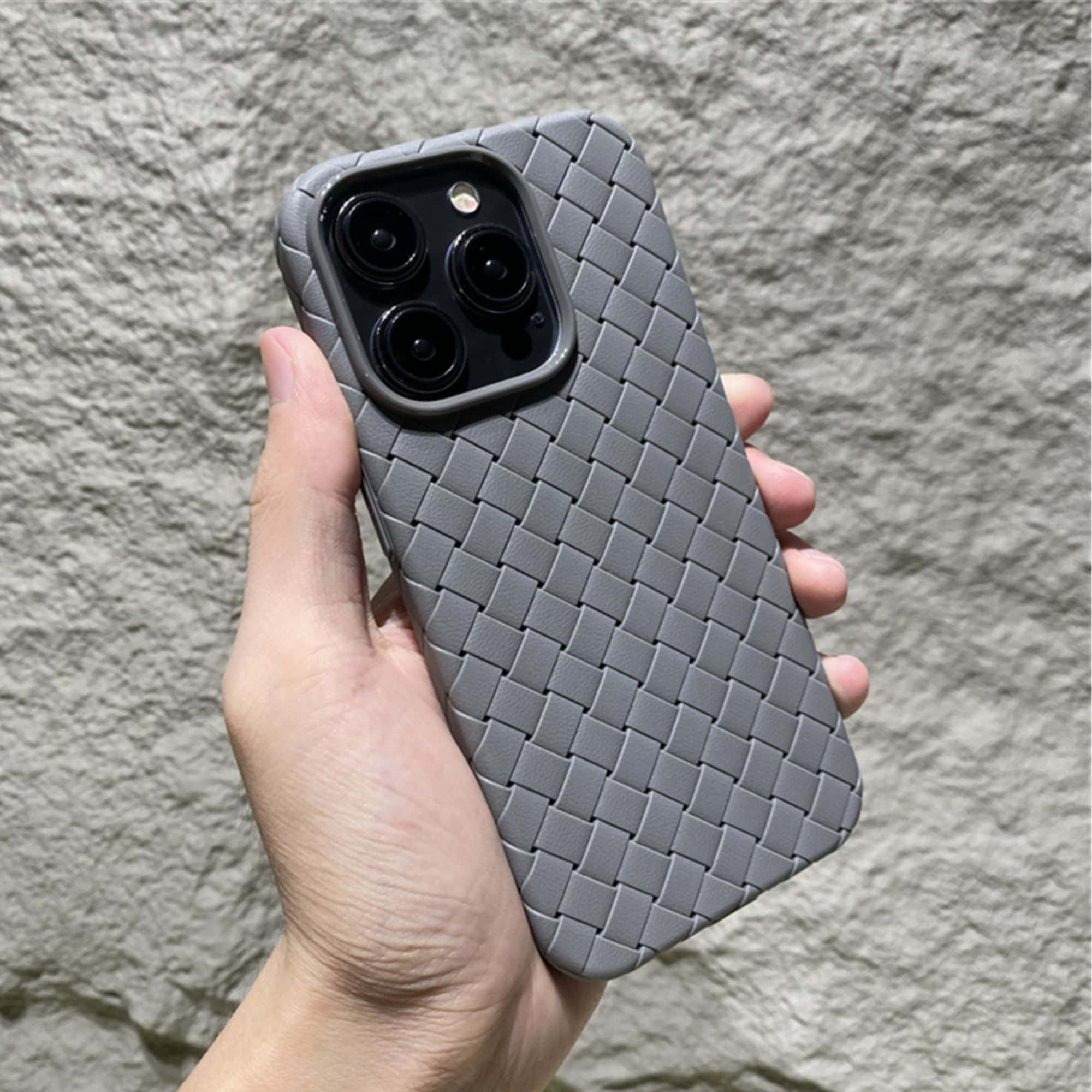 iPhone 15 Pro Woven Design Leather Case