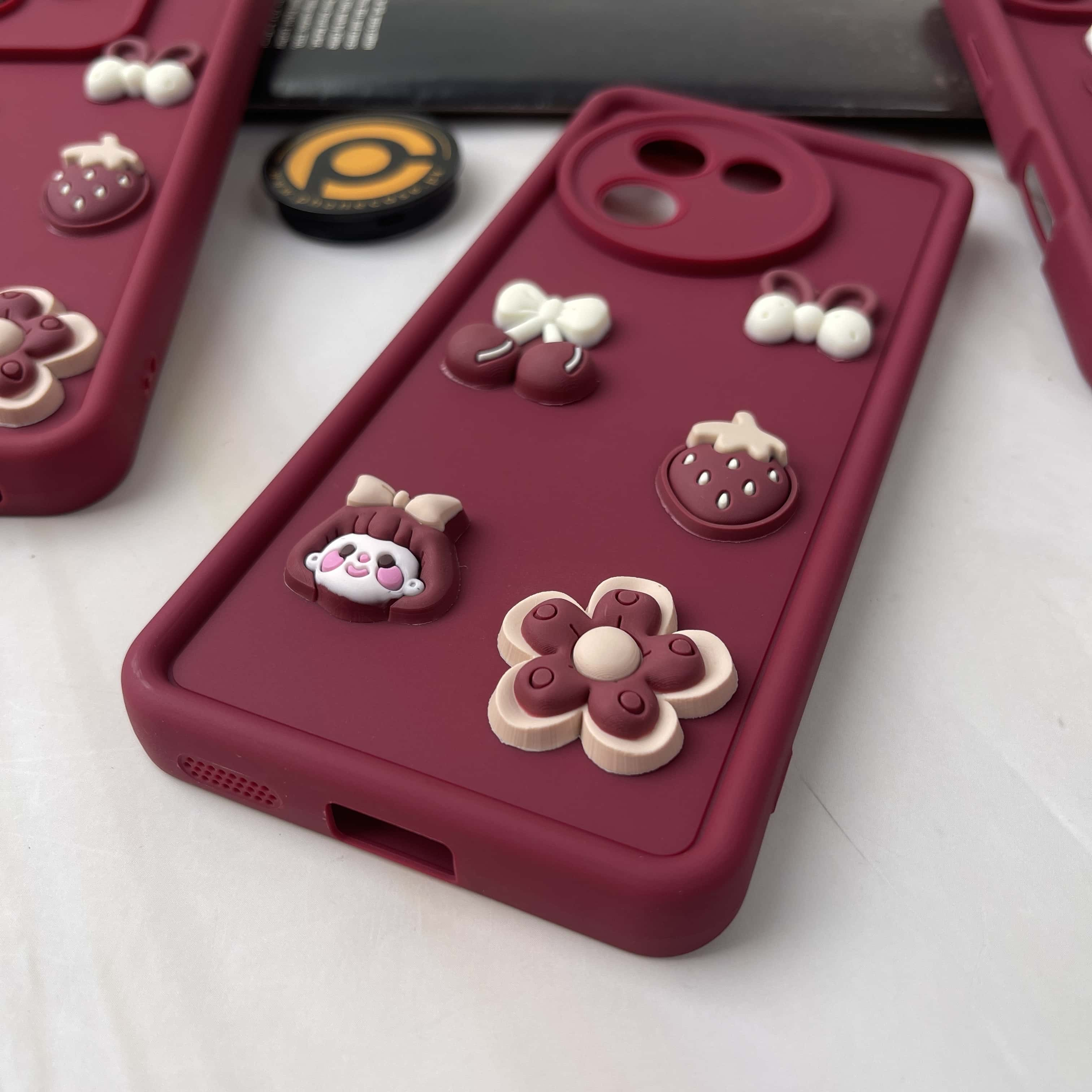 Vivo V30E Cute 3D Cherry Flower Icons Silicon Case