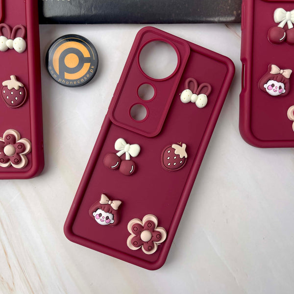 Vivo V40 Cute 3D Cherry Flower Icons Silicon Case