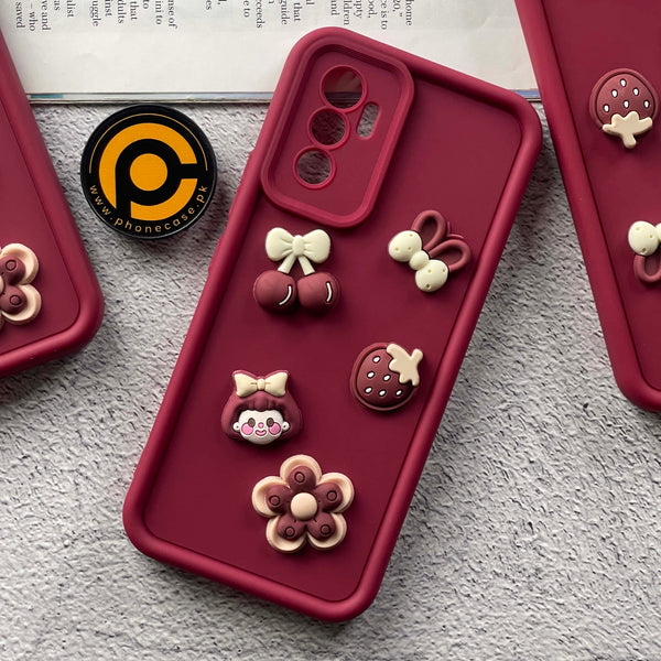 Vivo V23e Cute 3D Cherry Flower Icons Silicon Case