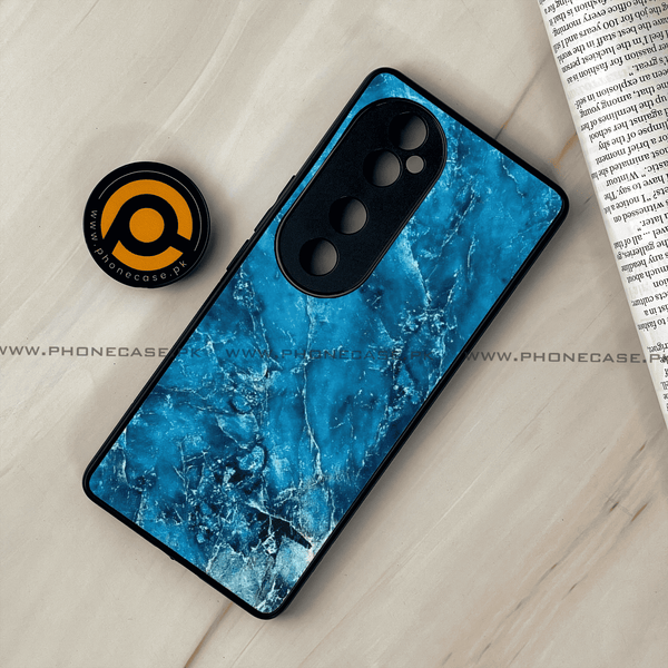 Vivo V40 5G - Blue Marble Design 10 - Premium Metal  Printed soft Bumper shock Proof Case  CS-33737