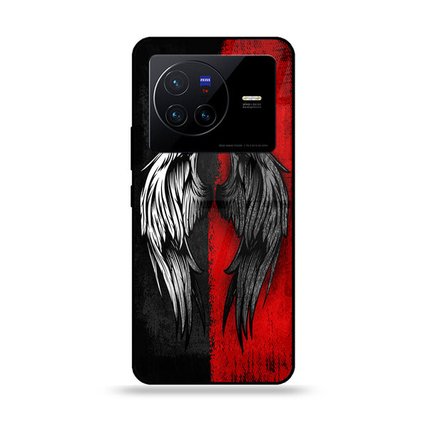 Vivo X80- Angel wings Design 10 - Premium Printed Glass soft Bumper shock Proof Case