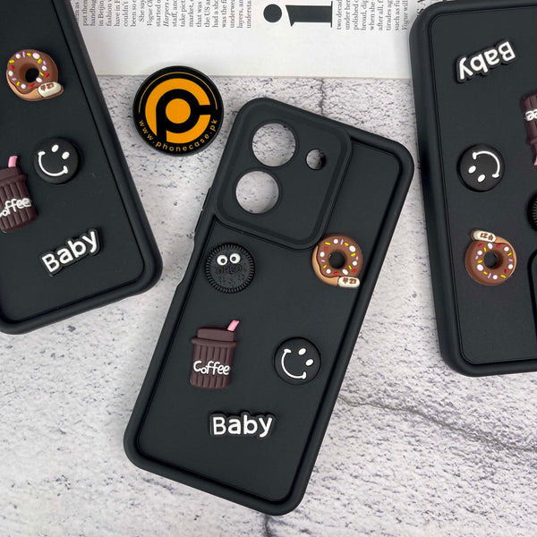 Vivo Y36 4G / Y36 5G / Y78 5G / Y78 Plus 5G / Y27 5G / Y27s Donut Coffee & Cookie Delight Icons Liquid Silicon Case