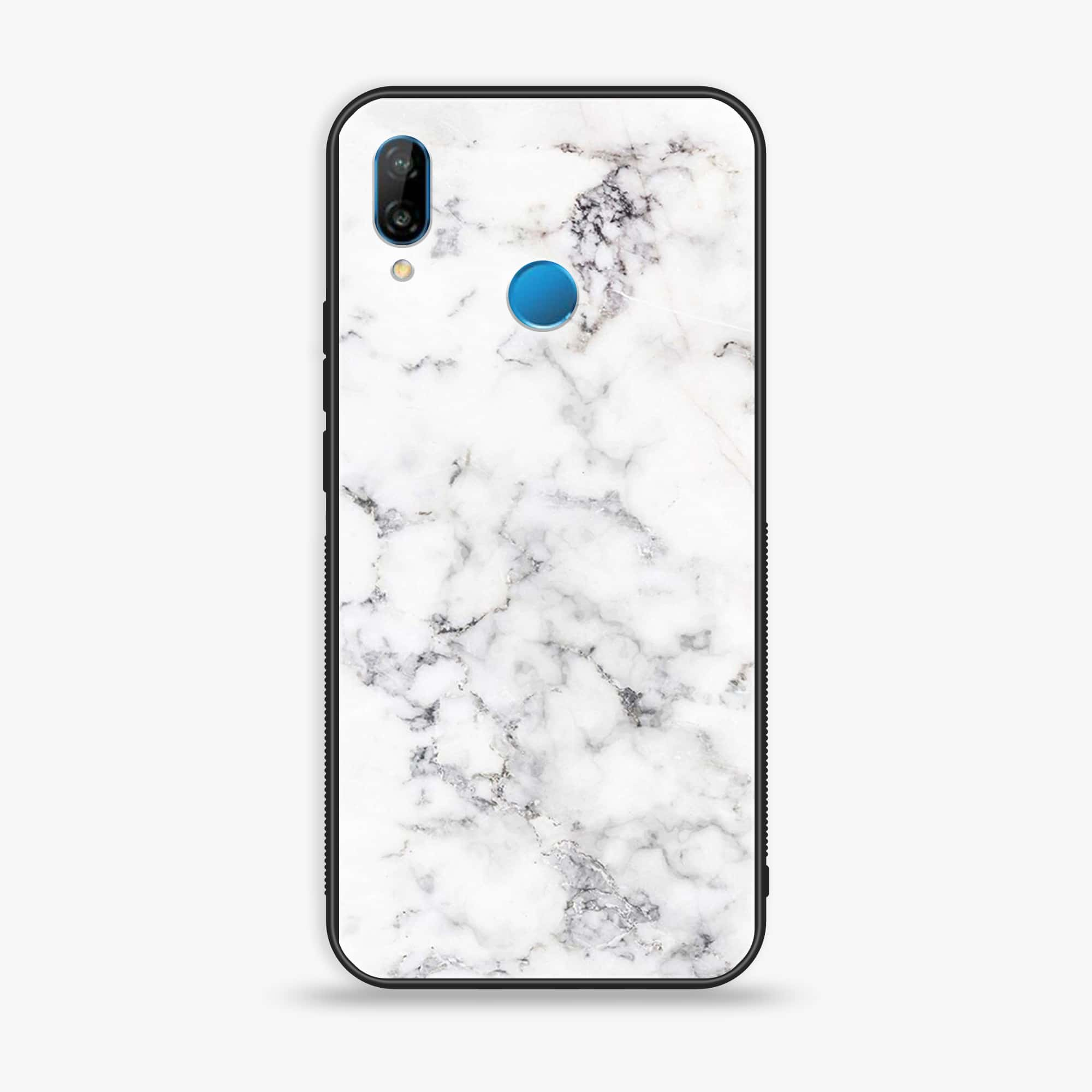 Huawei P20 lite - White Marble Series - Premium Printed Glass soft Bumper shock Proof Case