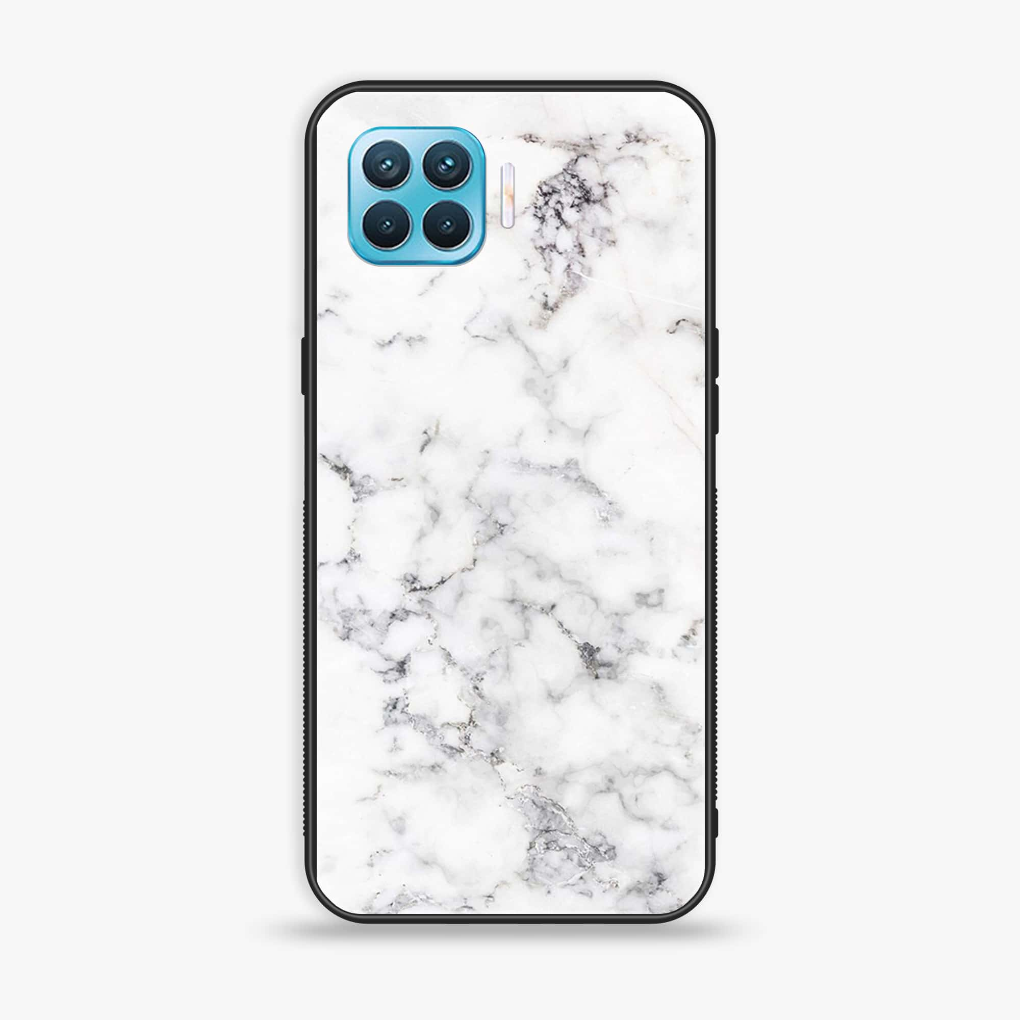 Oppo F17 Pro - White Marble Series - Premium Printed Glass soft Bumper shock Proof Case