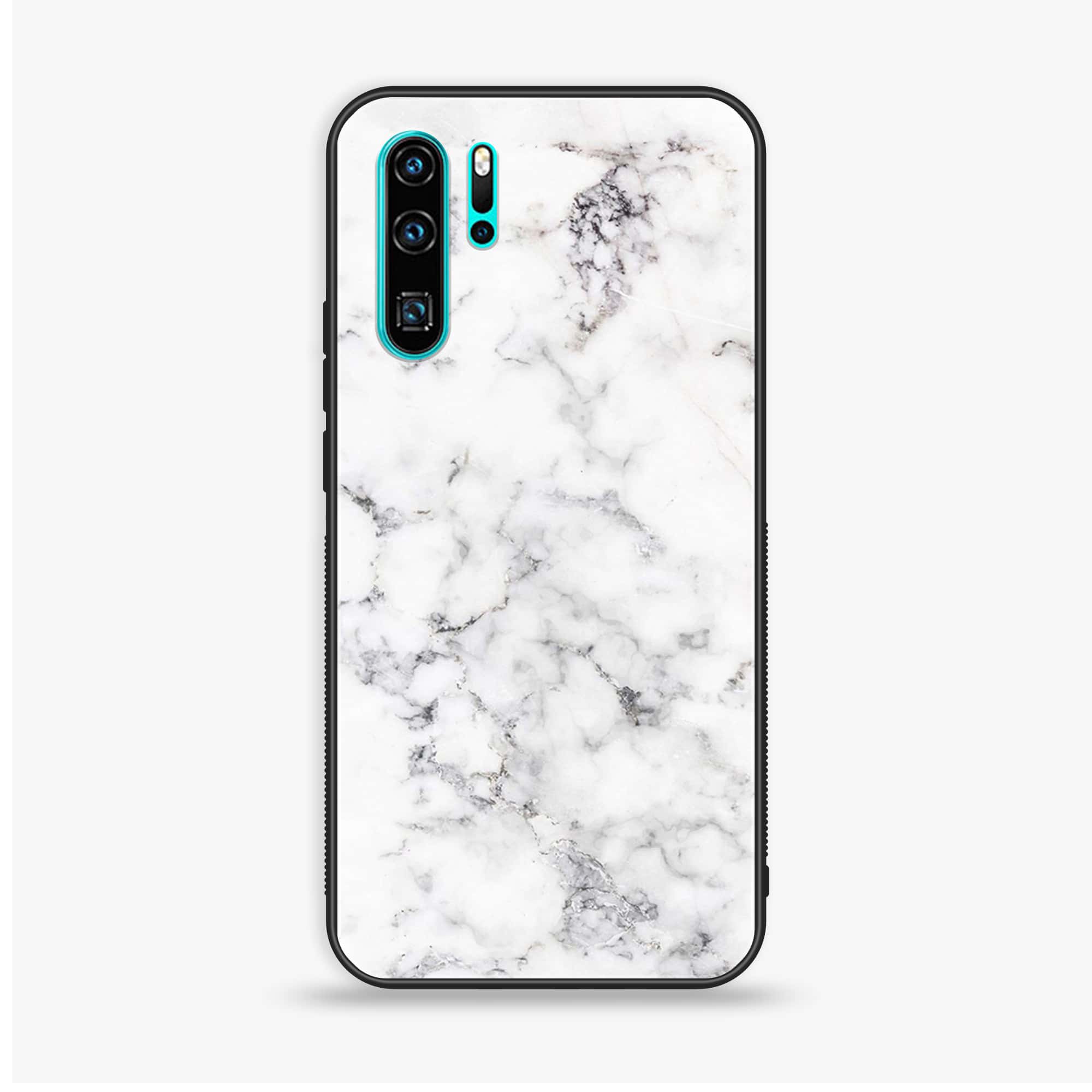 Huawei P30 Pro - White Marble Series - Premium Printed Glass soft Bumper shock Proof Case
