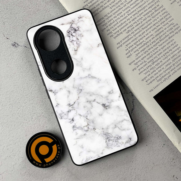 Vivo V50 -  White Marble series - Premium Metal Printed Soft Bumper Shockproof Case