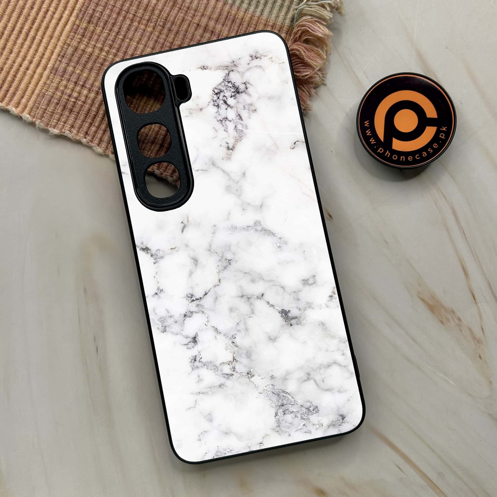 Vivo Y400 - White Marble series - Premium Metal Printed soft Bumper shock Proof Case