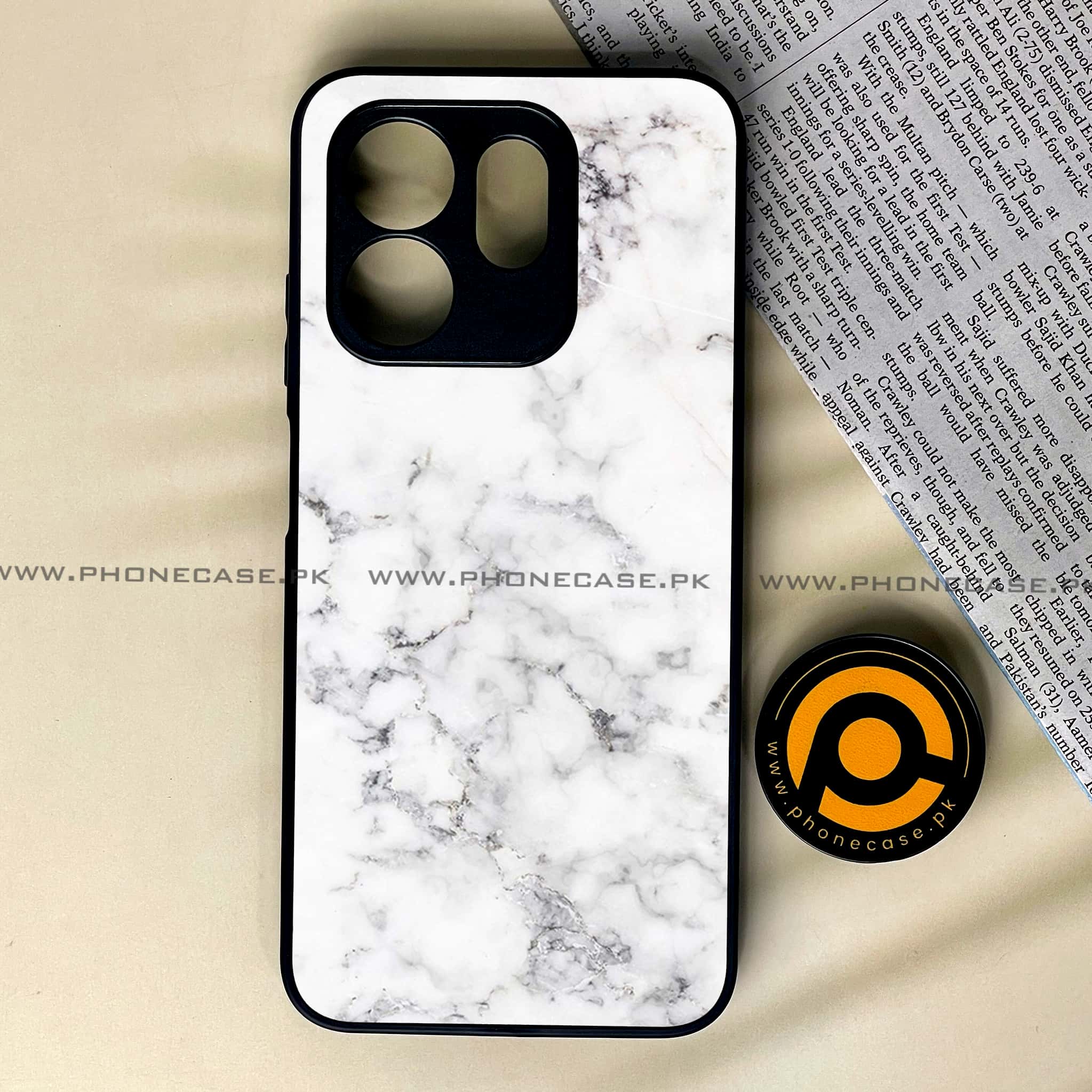 Infinix Smart 9 HD - White Marble series - Premium Metal Printed soft Bumper shock Proof Case
