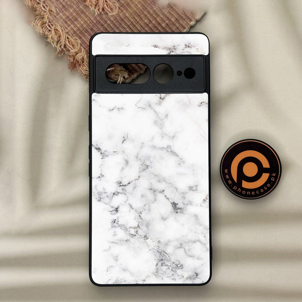 Google Pixel 7 Pro - White Marble Design 10 - Premium Metal Printed soft Bumper Shock Proof Case CS-36487