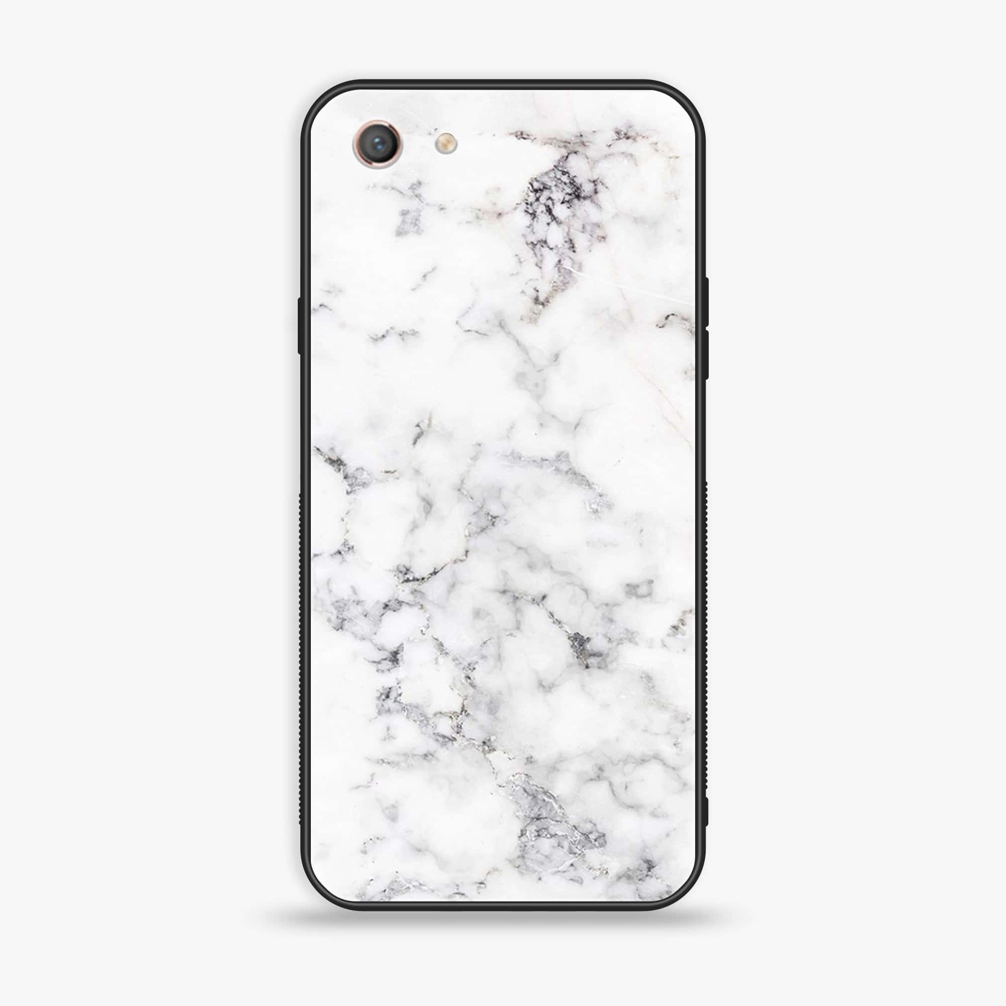 Oppo A71 (2018) - White Marble Series - Premium Printed Glass soft Bumper shock Proof Case