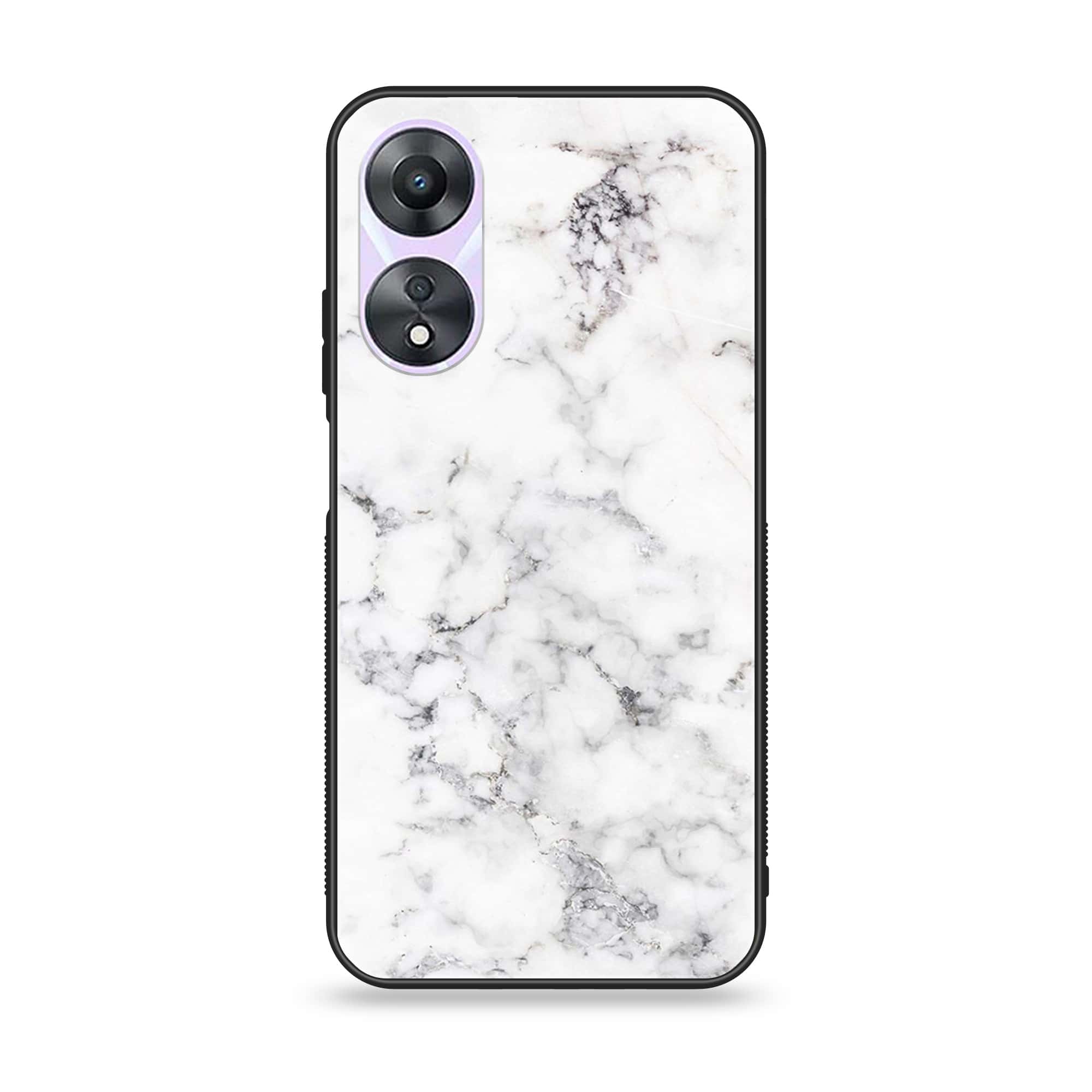 Oppo A78 4G - White Marble Series - Premium Printed Glass soft Bumper shock Proof Case