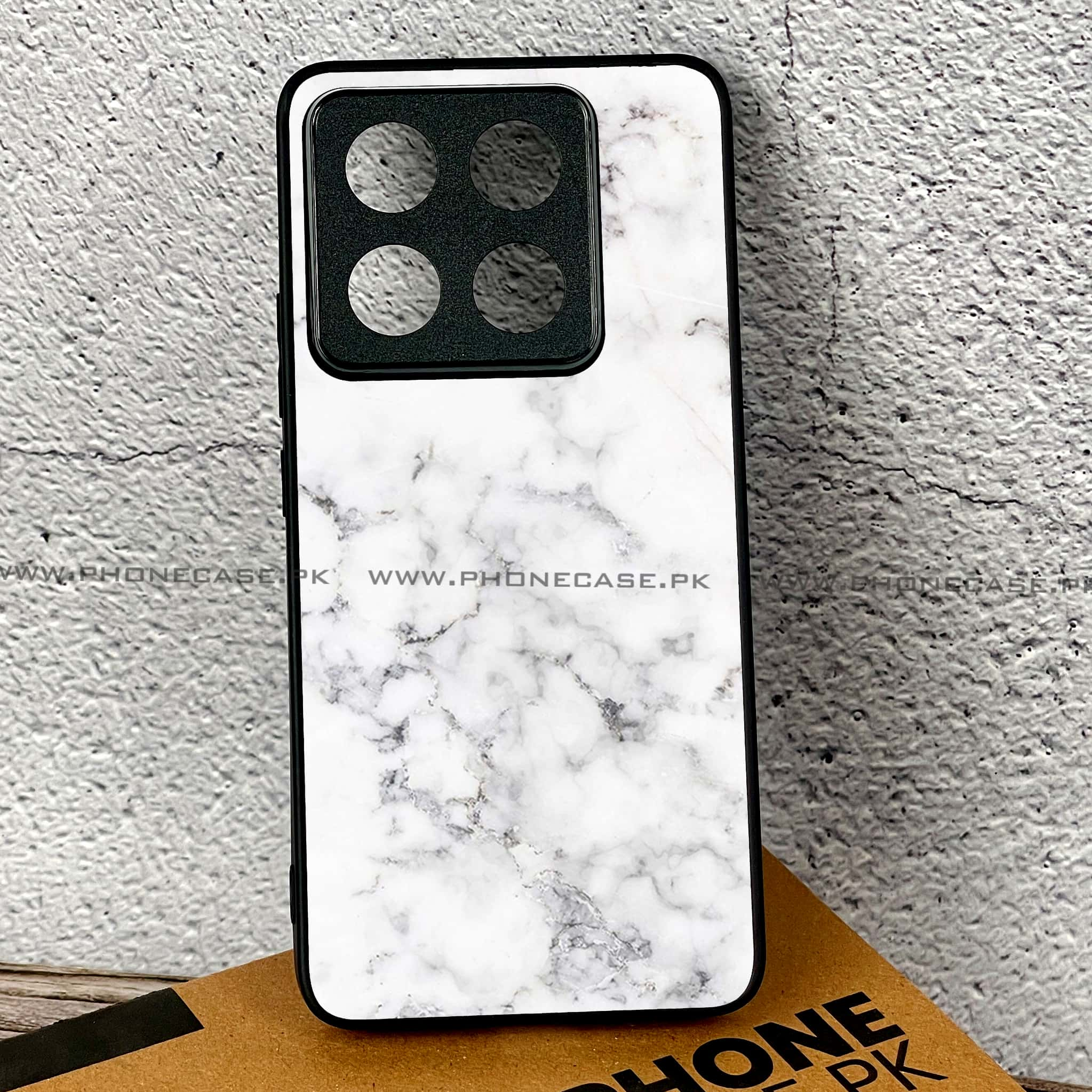 Xiaomi 14T - White Marble series - Premium Printed Glass soft Bumper shock Proof Case