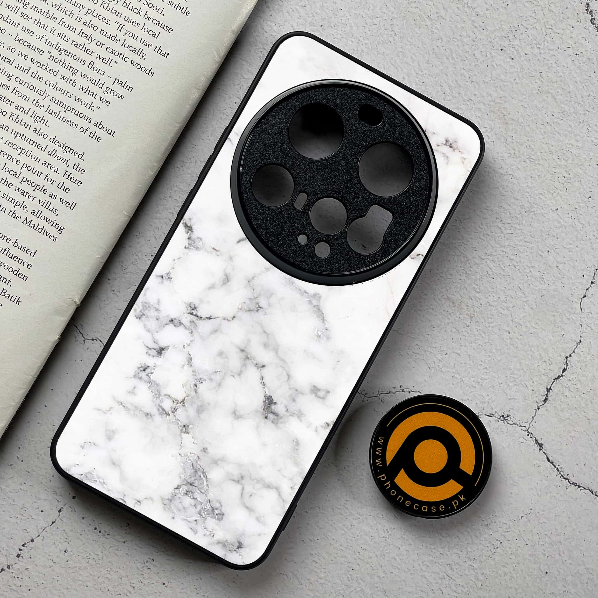 Xiaomi 15 Ultra - White Marble Series - Premium Metal Printed Soft Bumper Shockproof Case
