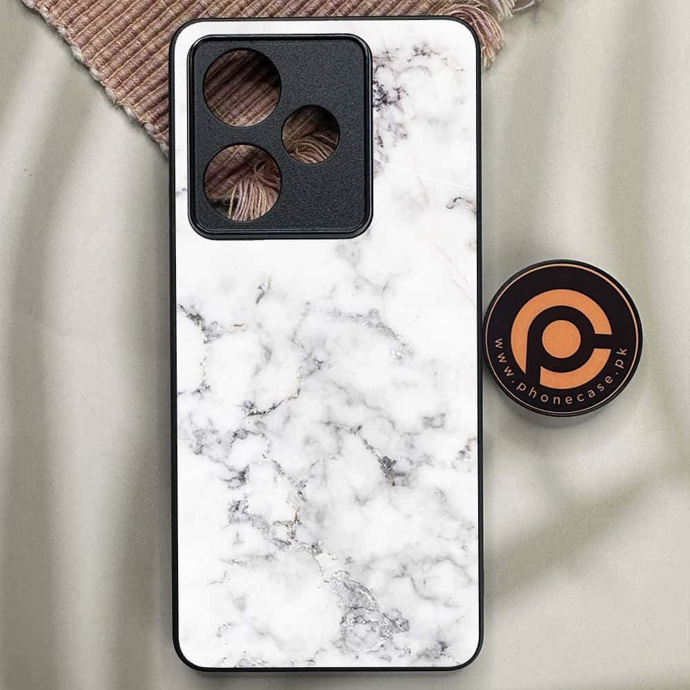 Realme GT 7 - White Marble Series - Premium Metal Printed soft Bumper shock Proof Case