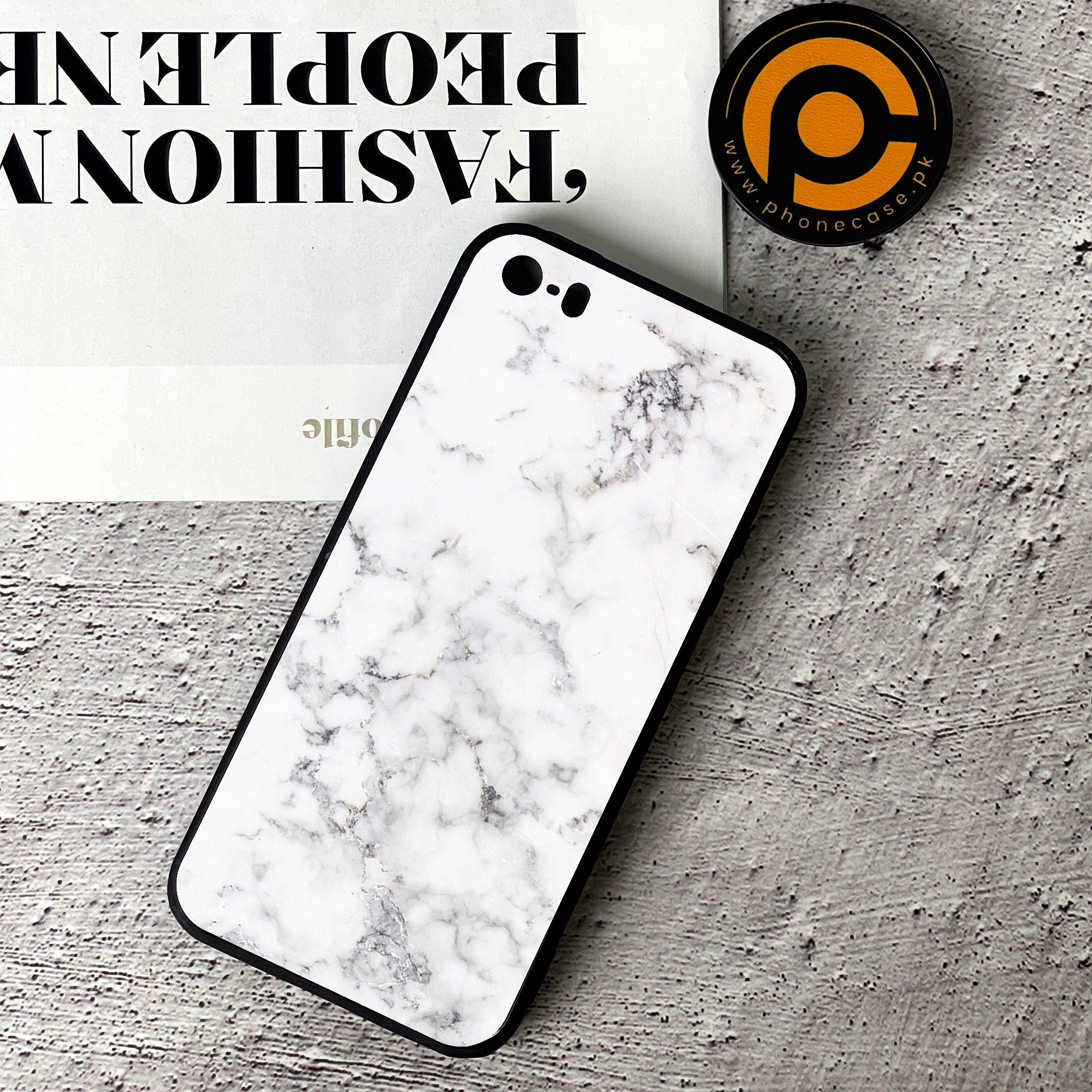 iPhone 5/5c/5s - White Marble series - Premium Printed Glass soft Bumper shock Proof Case