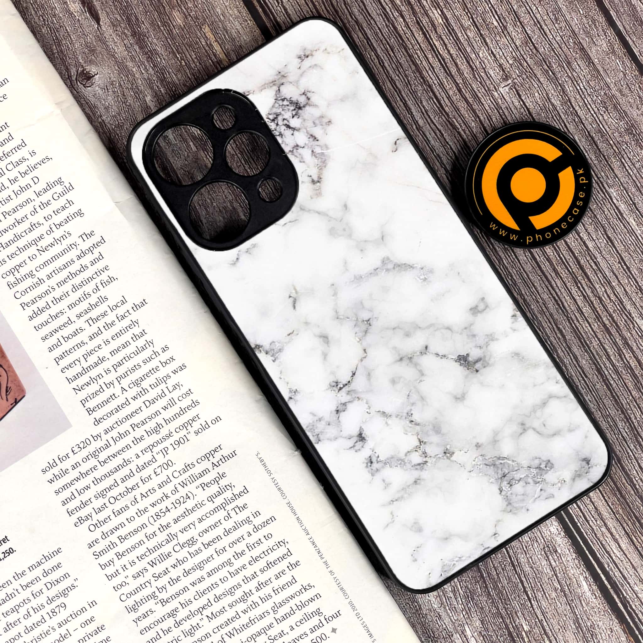 Xiaomi Redmi 12 - White Marble Series - Premium Printed Glass soft Bumper shock Proof Case