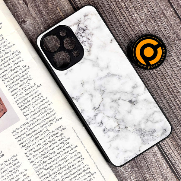 Xiaomi Redmi 12 - White Marble Series - Premium Printed Glass soft Bumper shock Proof Case