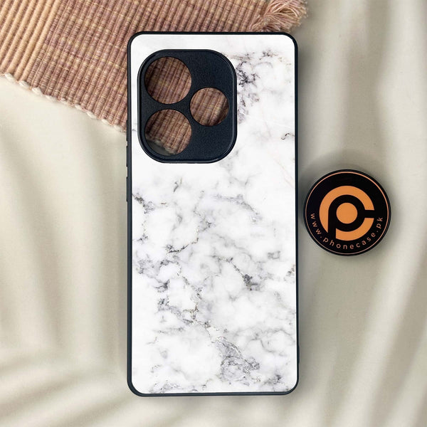 Realme GT 6 - White Marble Series - Premium Metal Printed soft Bumper shock Proof Case