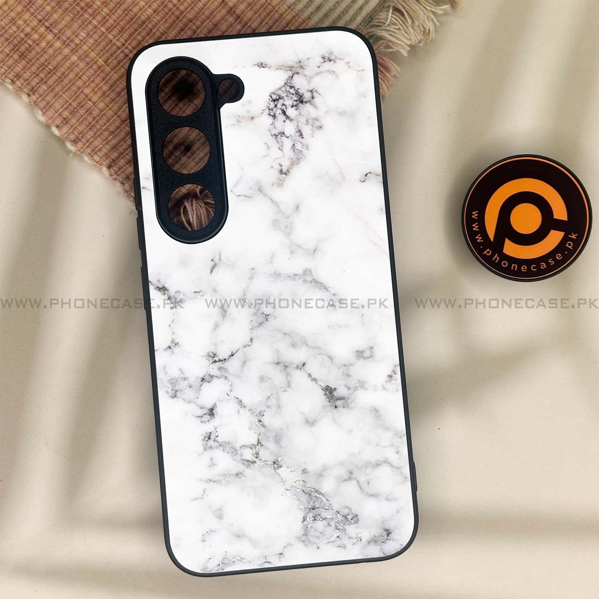Tecno Spark 40 Pro - White Marble Series - Premium Metal Printed soft Bumper shock Proof Case