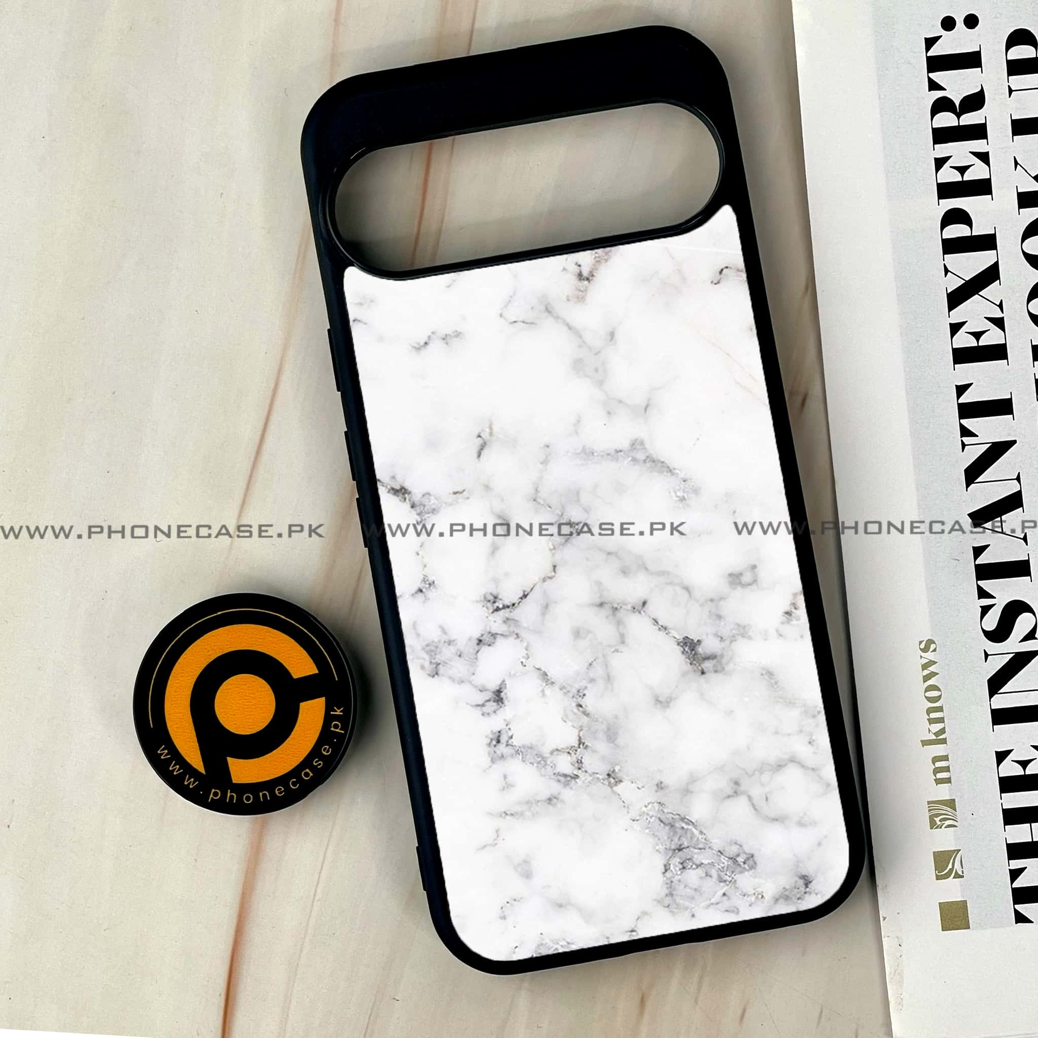 Google Pixel 9 Pro XL - White Marble series - Premium Metal Printed soft Bumper Shock Proof Case
