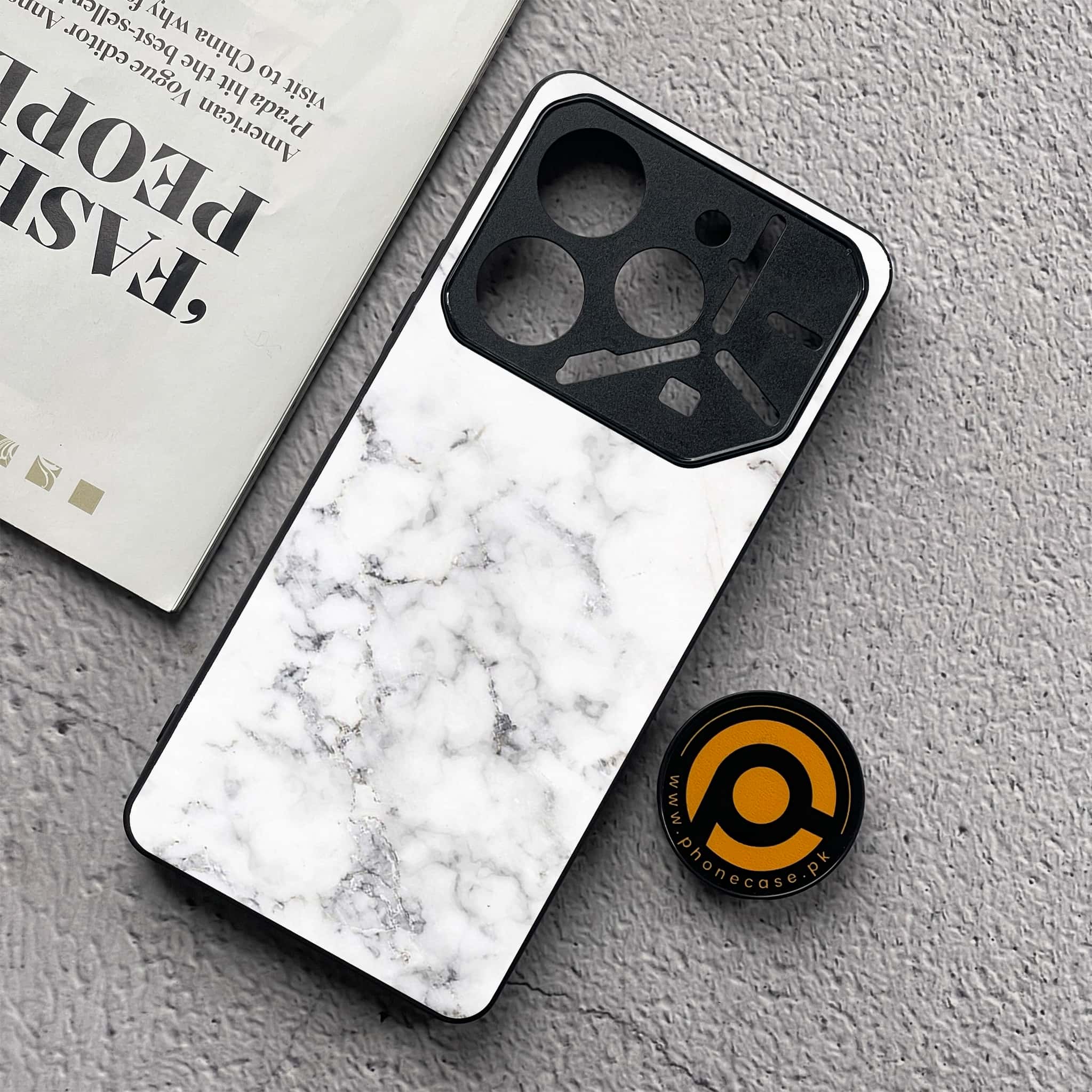 Tecno Pova 6 Neo - White Marble Series - Premium Metal  Printed soft Bumper shock Proof Case