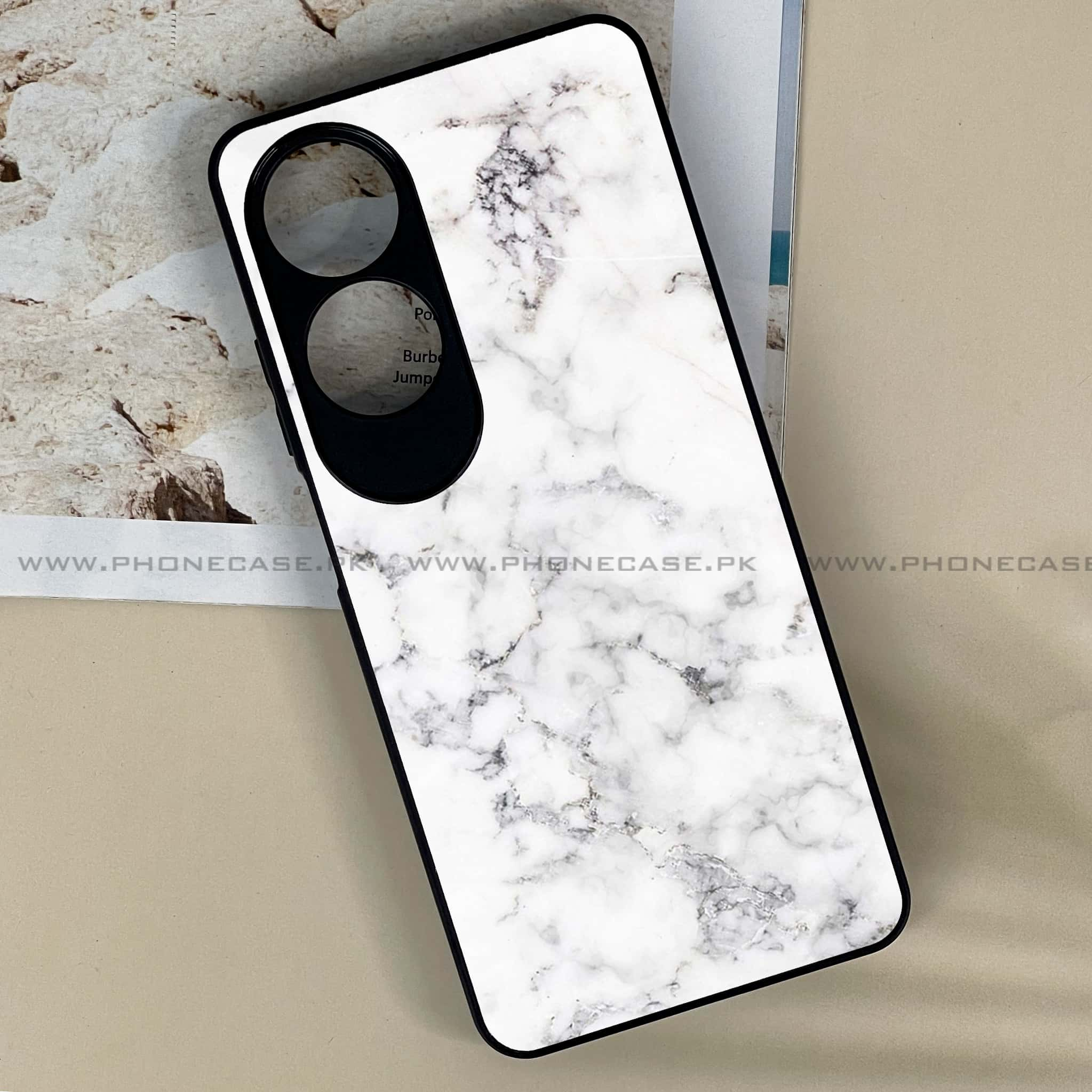 Oppo A60 - White Marble series - Premium Printed Metal soft Bumper shock Proof Case