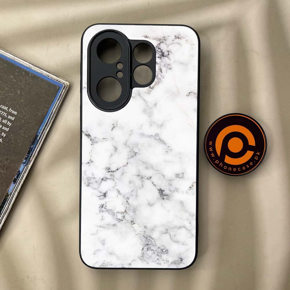 Vivo X200 FE - White Marble series - Premium Metal Printed soft Bumper Shock Proof Case