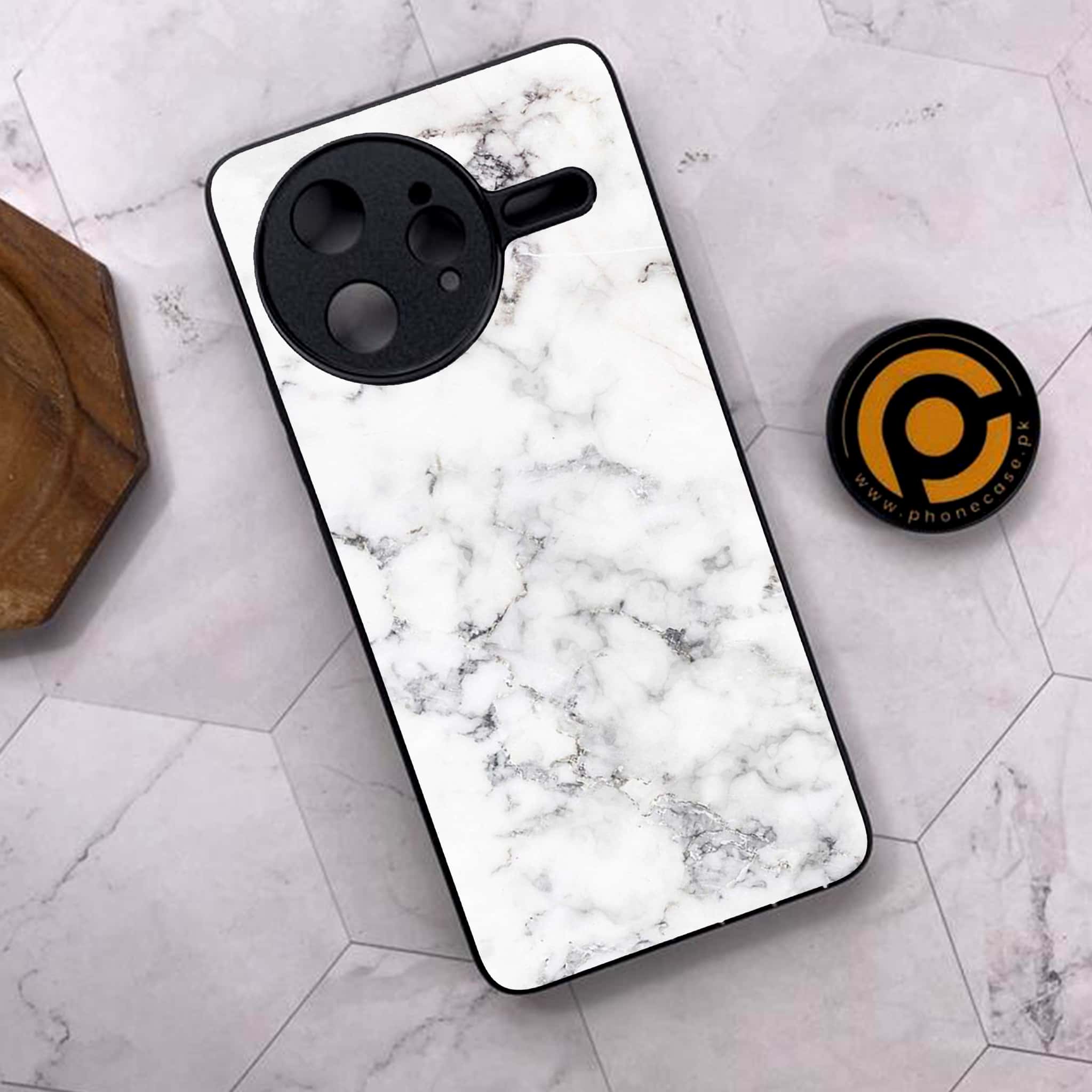 Xiaomi Poco F7 Ultra 5G - White Marble Series - Premium Metal Printed soft Bumper shock Proof Case