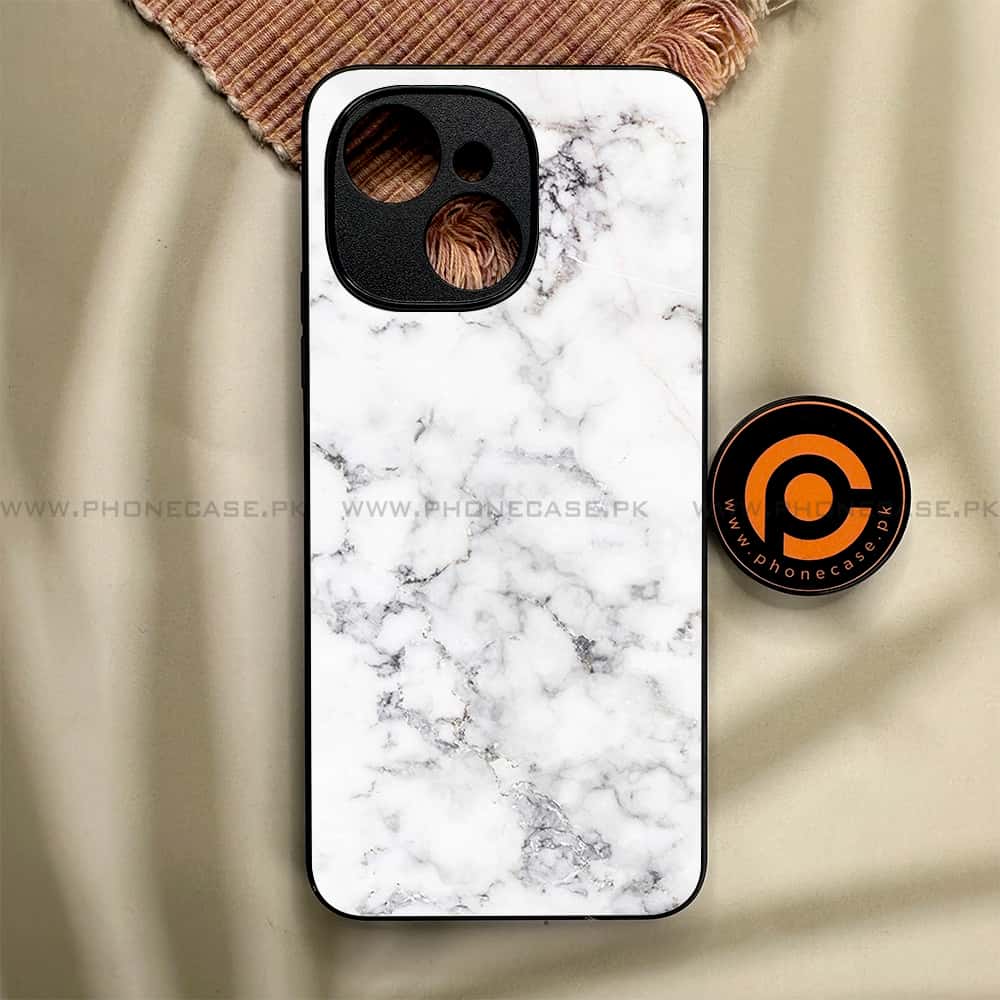 Tecno Spark 40C - White Marble Series - Premium Metal Printed soft Bumper shock Proof Case