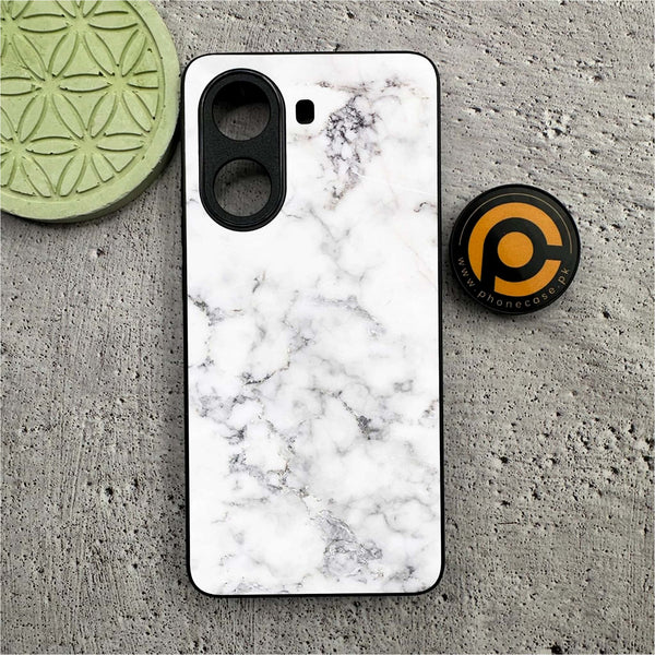 Xiaomi Redmi Turbo 4 - White Marble series - Premium Metal Printed soft Bumper shock Proof Case