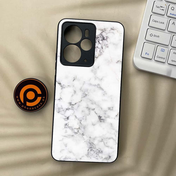 Realme 14 5G - White Marble series - Premium Metal Printed soft Bumper Shock Proof Case