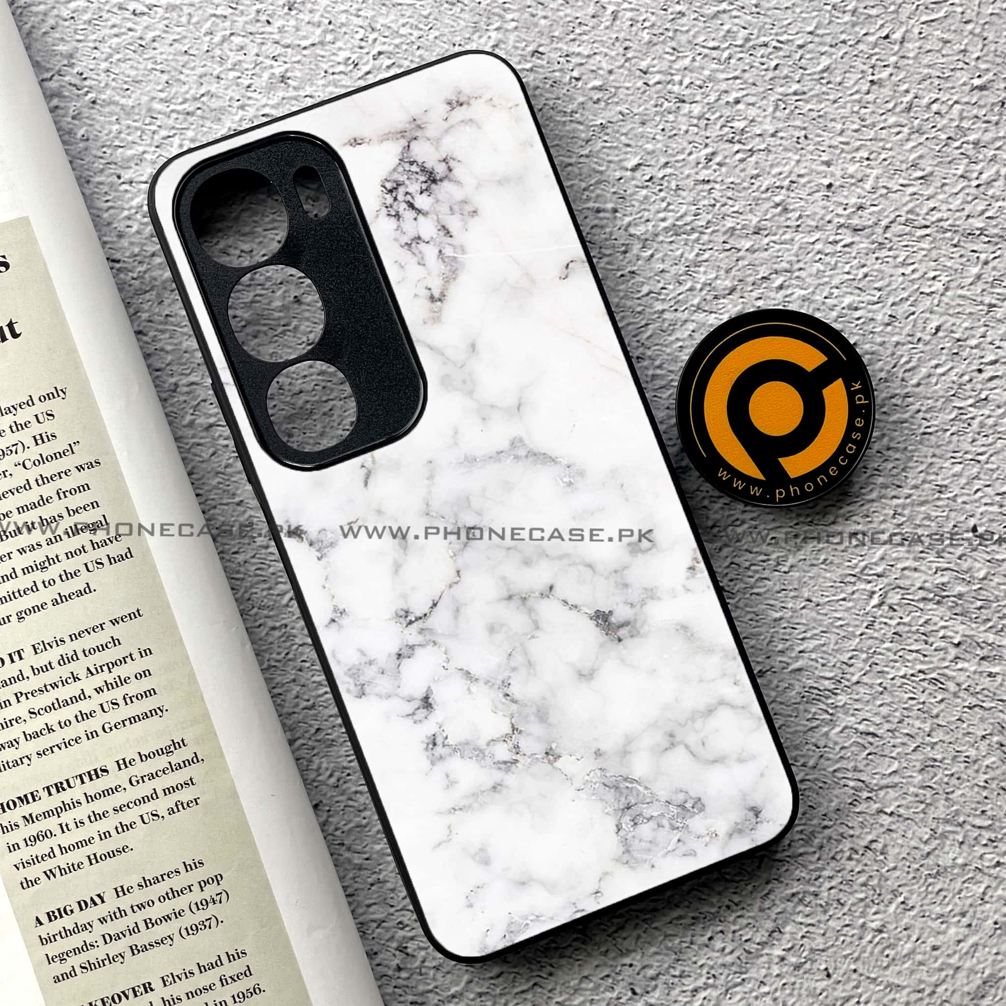 Vivo Y19s Pro - White Marble Series - Premium Metal Printed soft Bumper shock Proof Case
