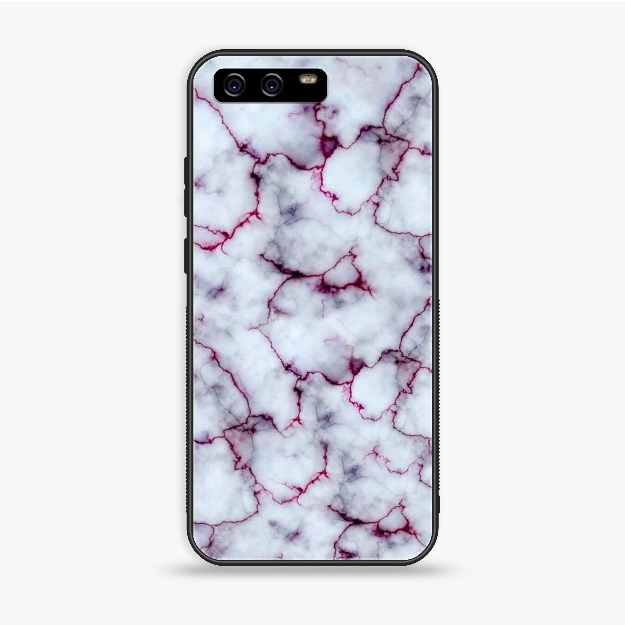 Huawei P10 Plus - White Marble Series - Premium Printed Glass Soft Bumper Shock Proof Case